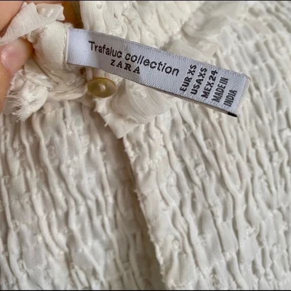 SOLD 💗 Zara Trafuluc Collection White Ruffle Long Sleeve Blouse - Picture 8 of 8